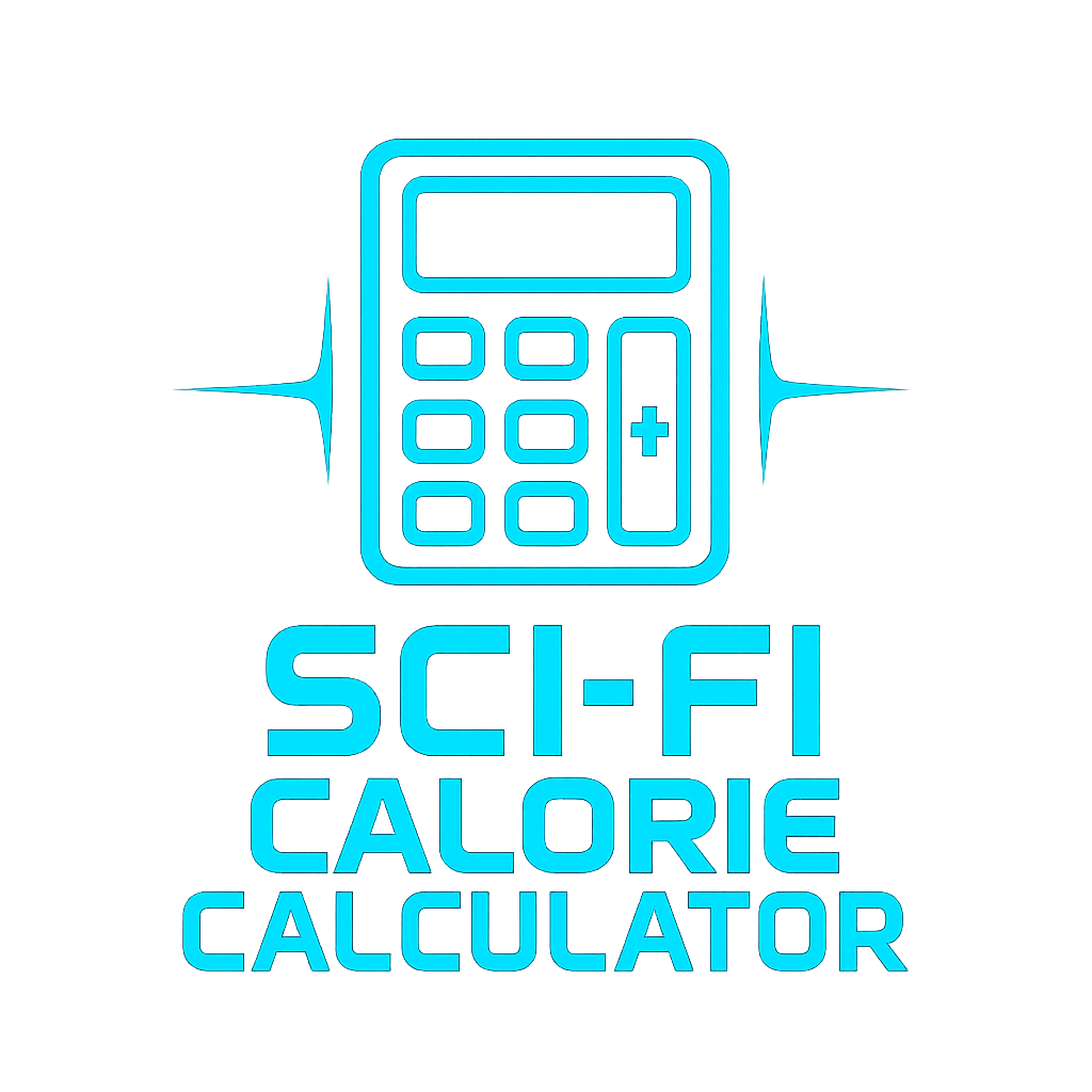 Neon sci-fi calculator terminal logo